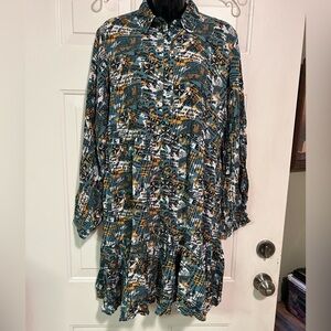 Women’s Tunic Top Button Down Ruffles Around The Bottom